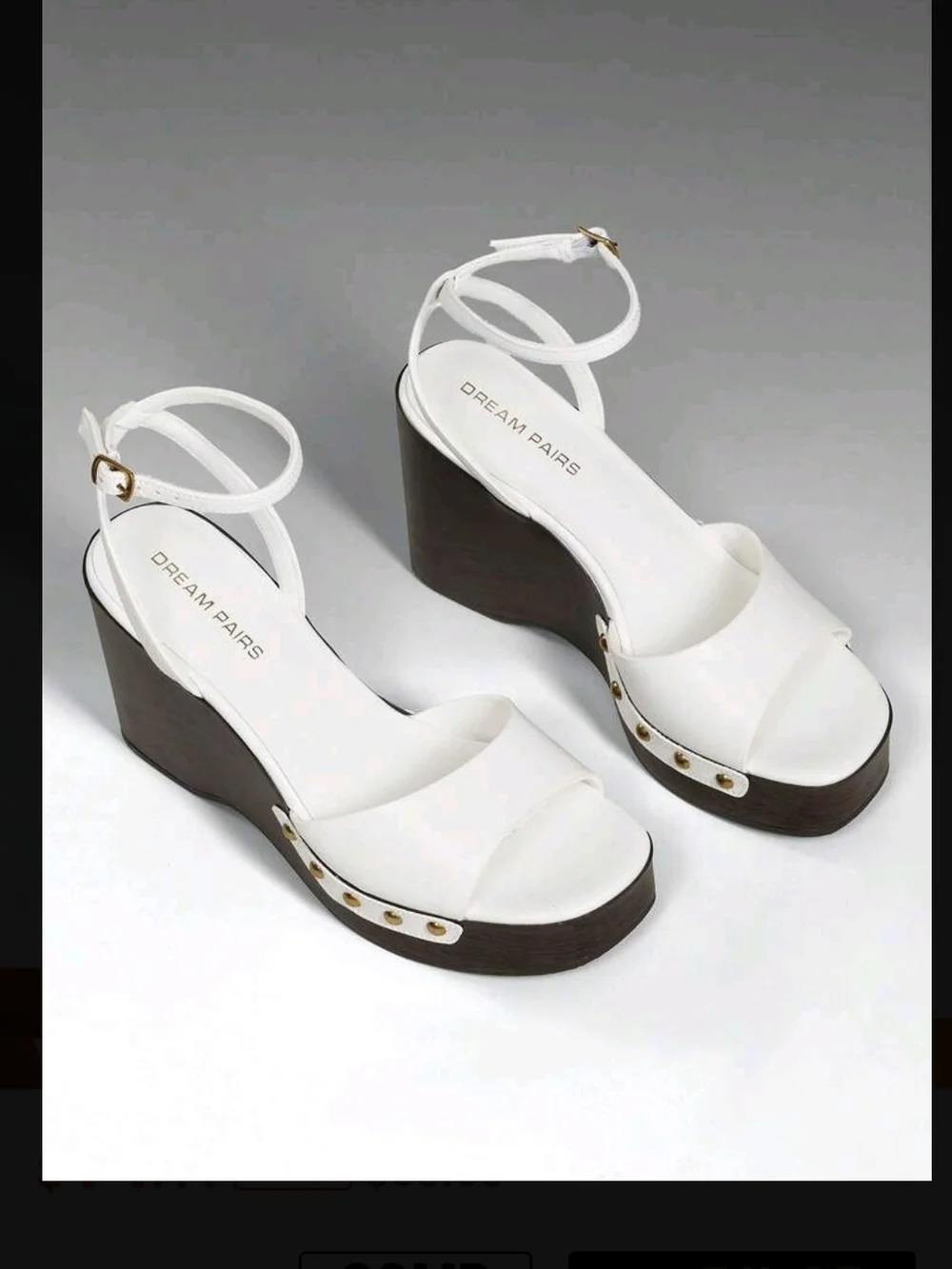 White Platform Wedge Sandals with Ankle Strap